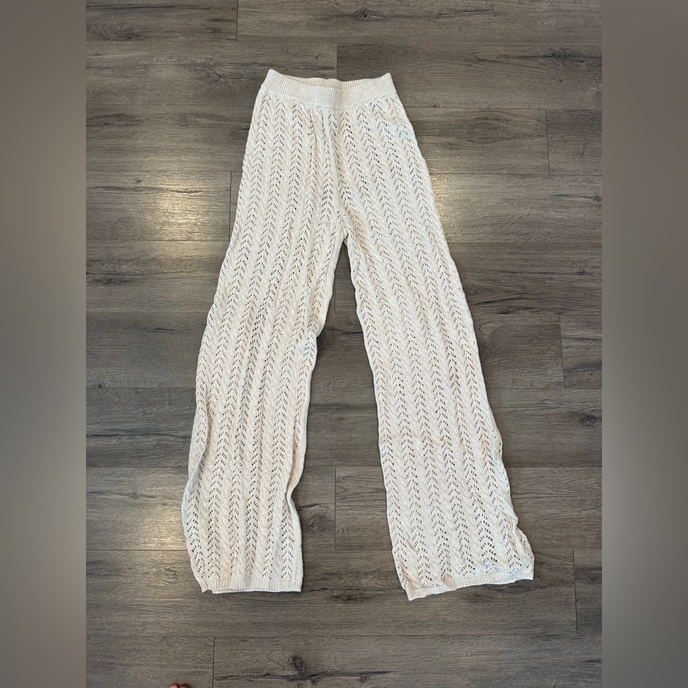 Lulu's Cream Knit Swim Coverup Pants